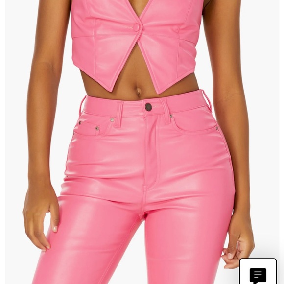 Pink AFRM Vegan Leather Pants Set - Picture 1 of 2